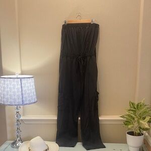 Evereve Black Strapless Wide-Leg Jumpsuit